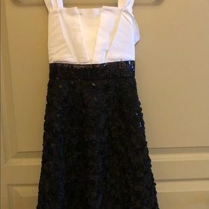 Rare Editions Black Sequin Tulle White Dress Party Size 12 Gently Worn
